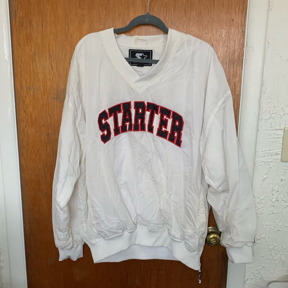 white pullover windbreaker